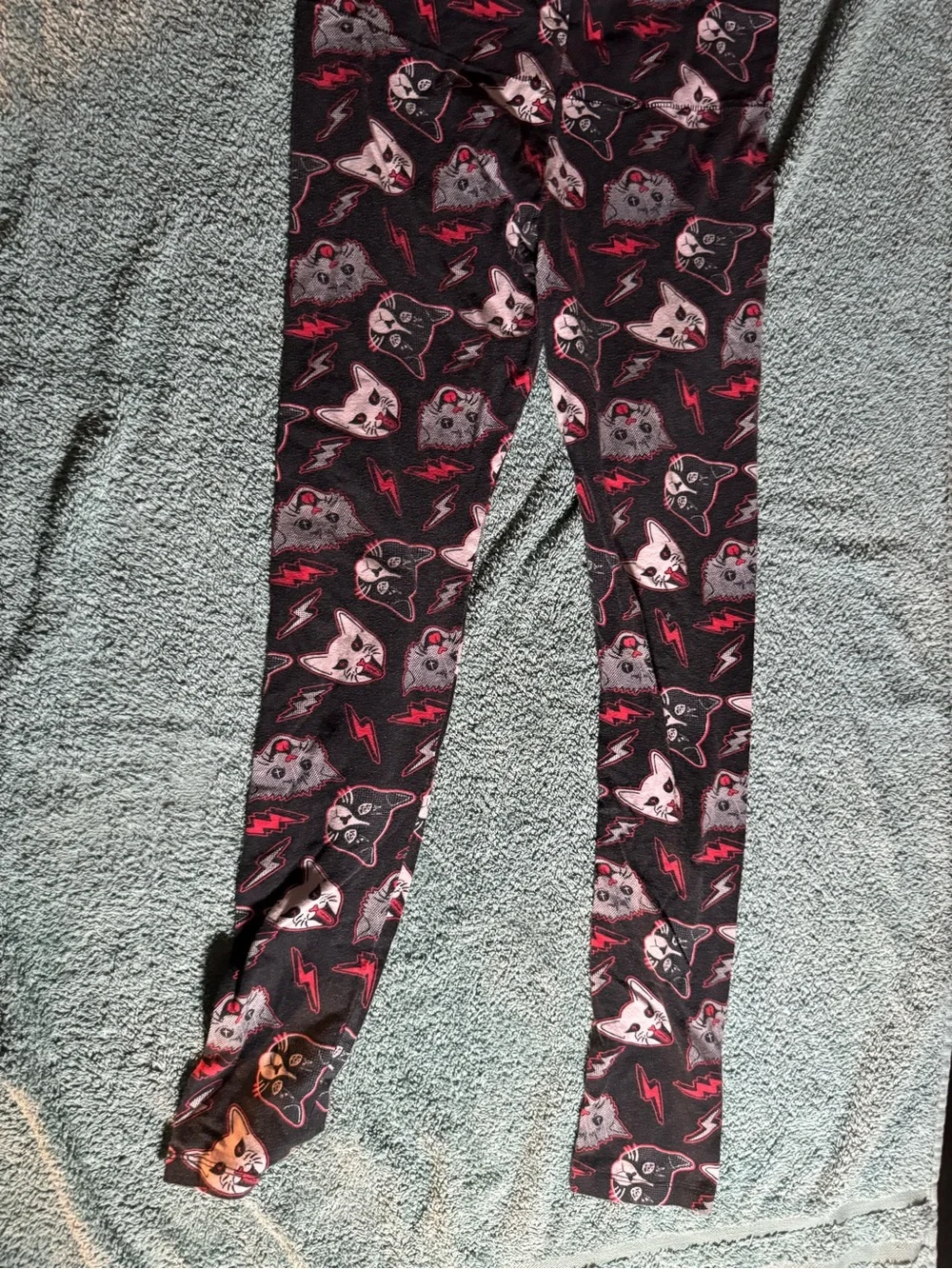 Girls' Black Cat Print Leggings - Kids Bottoms